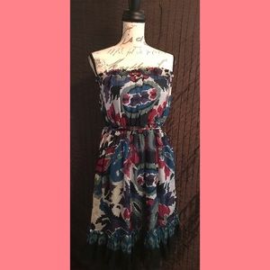 Forever 21 Strapless Multi-colored Chiffon Dress